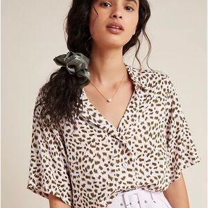 Anthropologie Beachgold Cheetah Buttondown Size L